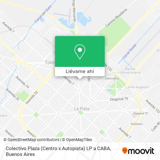Mapa de Colectivo Plaza (Centro x Autopista) LP a CABA