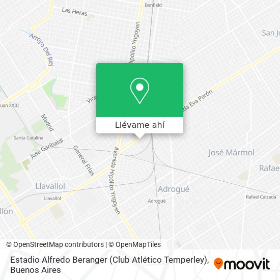 Mapa de Estadio Alfredo Beranger (Club Atlético Temperley)