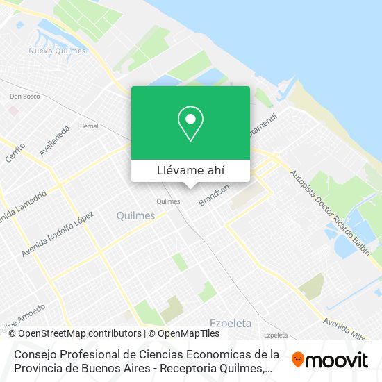 Mapa de Consejo Profesional de Ciencias Economicas de la Provincia de Buenos Aires - Receptoria Quilmes