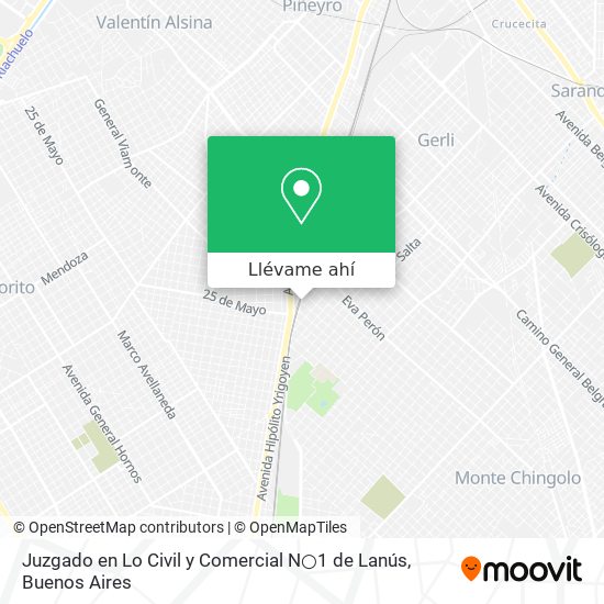 Mapa de Juzgado en Lo Civil y Comercial N○1 de Lanús