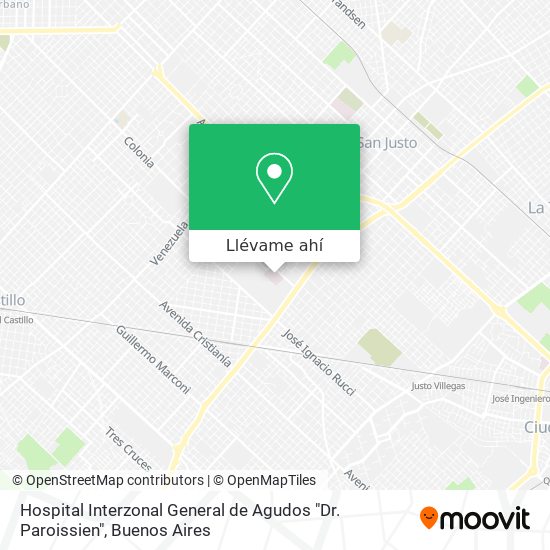 Mapa de Hospital Interzonal General de Agudos "Dr. Paroissien"