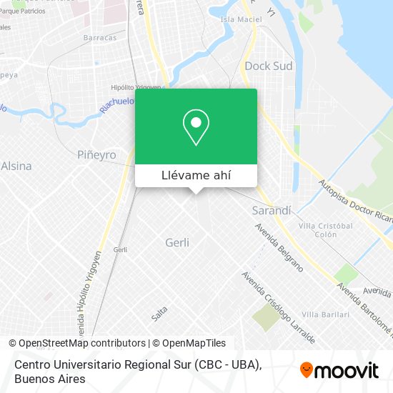 Mapa de Centro Universitario Regional Sur (CBC - UBA)