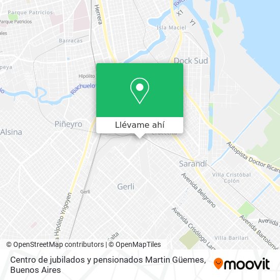 Mapa de Centro de jubilados y pensionados Martin Güemes