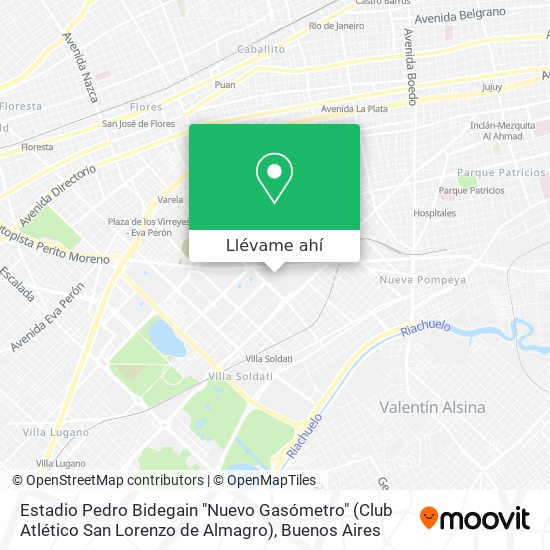 Mapa de Estadio Pedro Bidegain "Nuevo Gasómetro" (Club Atlético San Lorenzo de Almagro)