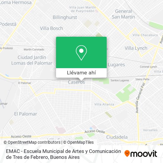 Mapa de EMAC - Escuela Municipal de Artes y Comunicación de Tres de Febrero