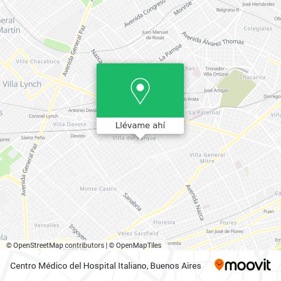 Mapa de Centro Médico del Hospital Italiano