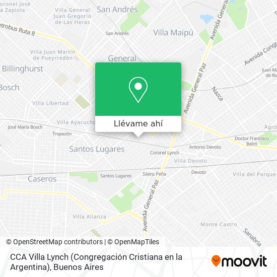 Mapa de CCA Villa Lynch (Congregación Cristiana en la Argentina)