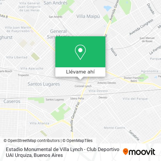 Cómo llegar a Estadio Monumental de Villa Lynch - Club Deportivo UAI Urquiza  en General San Martín en Colectivo, Tren o Subte?