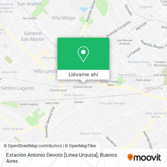 Mapa de Estación Antonio Devoto [Línea Urquiza]