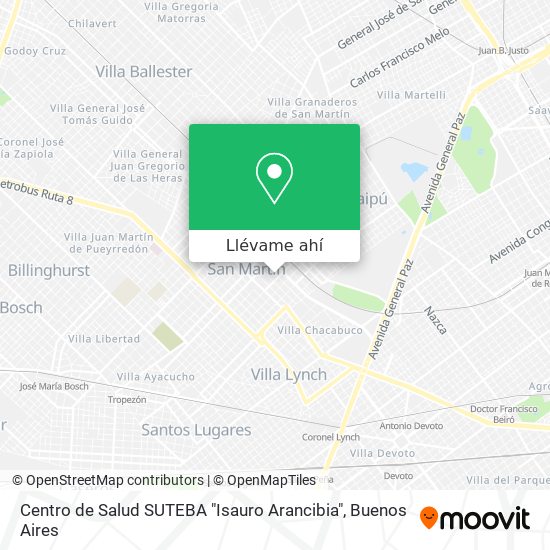 Mapa de Centro de Salud SUTEBA "Isauro Arancibia"