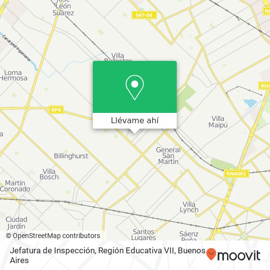 Mapa de Jefatura de Inspección, Región Educativa VII