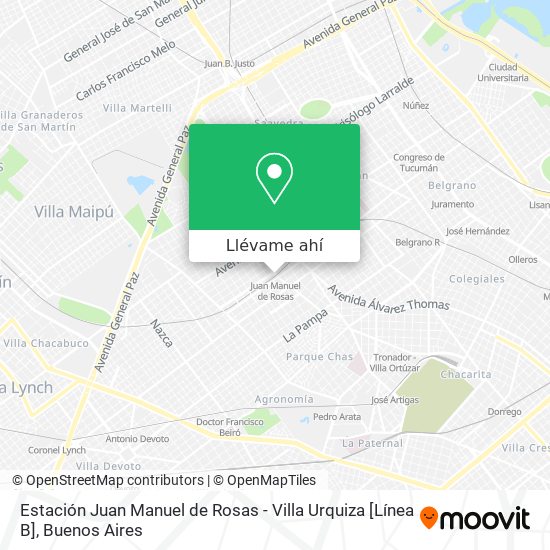 Mapa de Estación Juan Manuel de Rosas - Villa Urquiza [Línea B]