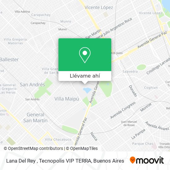 Mapa de Lana Del Rey , Tecnopolis VIP TERRA