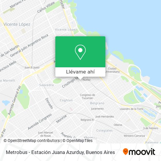 Mapa de Metrobus - Estación Juana Azurduy
