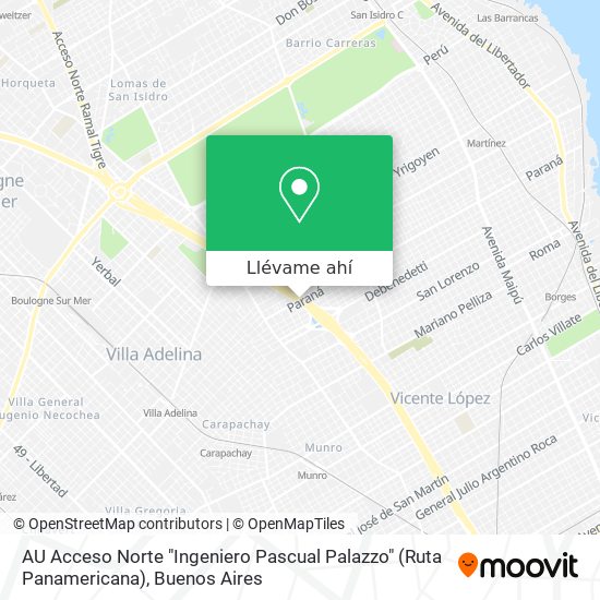 Mapa de AU Acceso Norte "Ingeniero Pascual Palazzo" (Ruta Panamericana)