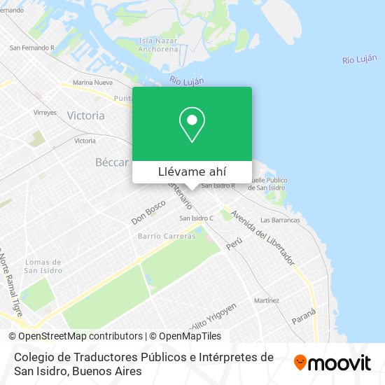 Mapa de Colegio de Traductores Públicos e Intérpretes de San Isidro