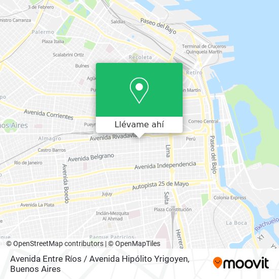 Mapa de Avenida Entre Ríos / Avenida Hipólito Yrigoyen