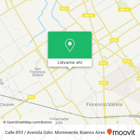 Mapa de Calle 893 / Avenida Gdor. Monteverde