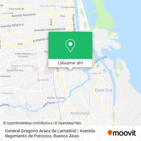 Mapa de General Gregorio Aráoz de Lamadrid / Avenida Regimiento de Patricios