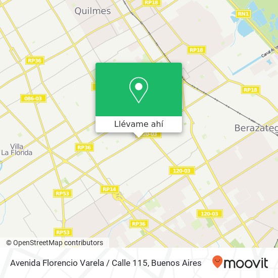 Mapa de Avenida Florencio Varela / Calle 115