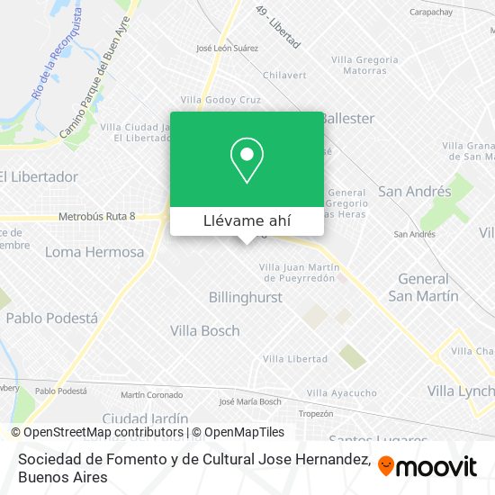 Mapa de Sociedad de Fomento y de Cultural Jose Hernandez