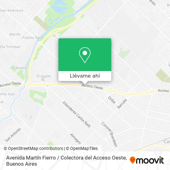 Mapa de Avenida Martín Fierro / Colectora del Acceso Oeste