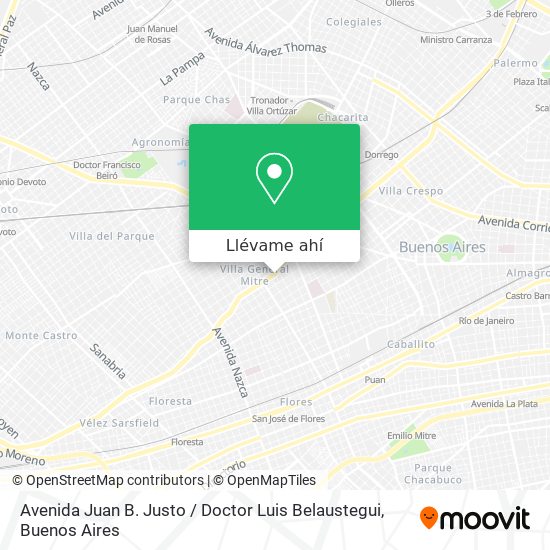 Mapa de Avenida Juan B. Justo / Doctor Luis Belaustegui