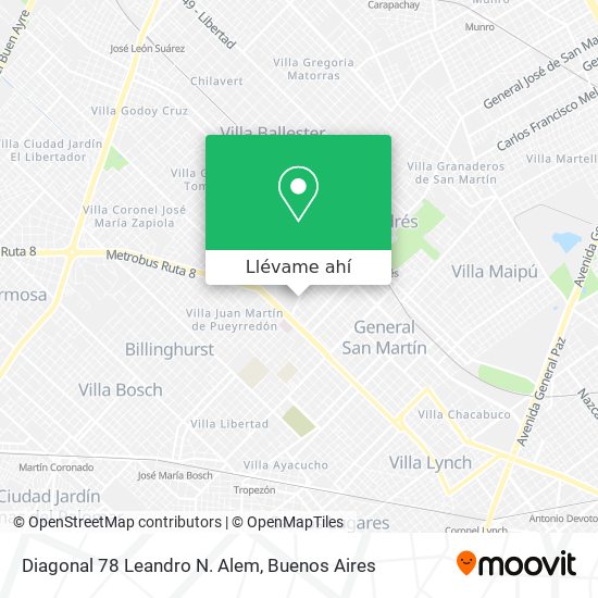 Mapa de Diagonal 78 Leandro N. Alem