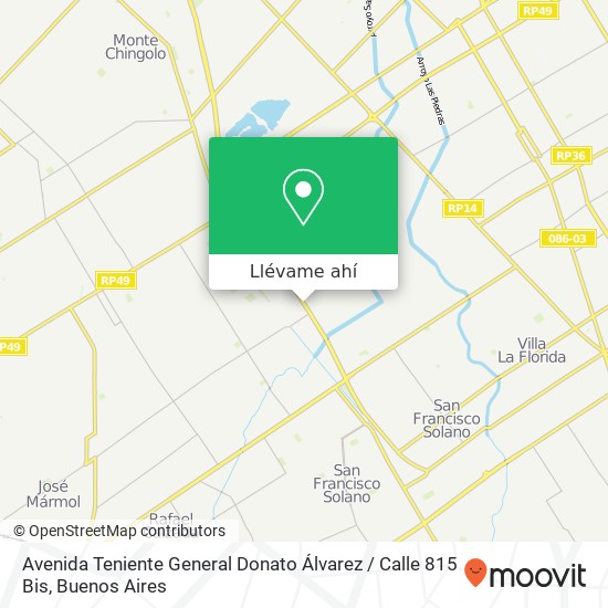 Mapa de Avenida Teniente General Donato Álvarez / Calle 815 Bis