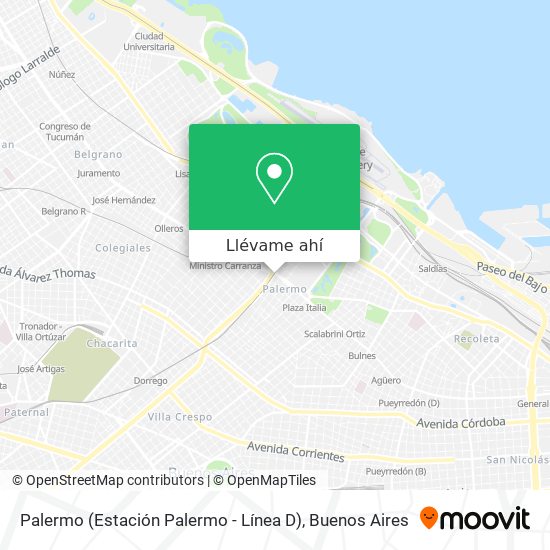 Mapa de Palermo (Estación Palermo - Línea D)