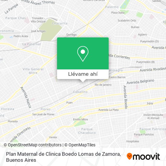 Mapa de Plan Maternal de Clinica Boedo Lomas de Zamora