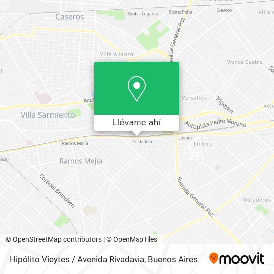 Mapa de Hipólito Vieytes / Avenida Rivadavia