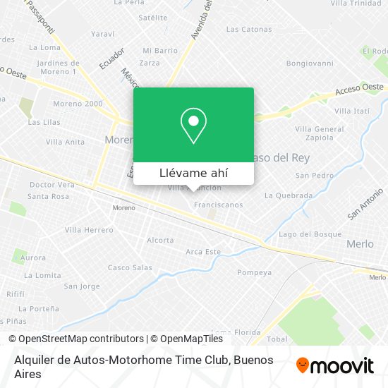 Mapa de Alquiler de Autos-Motorhome Time Club