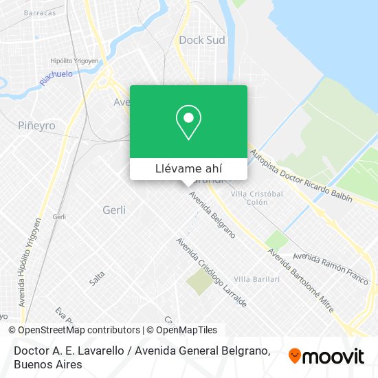 Mapa de Doctor A. E. Lavarello / Avenida General Belgrano