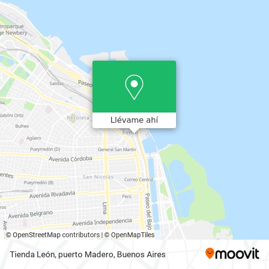 Mapa de Tienda León, puerto Madero