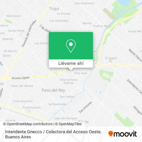 Mapa de Intendente Gnecco / Colectora del Acceso Oeste