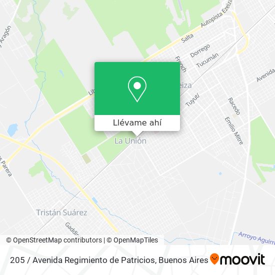 Mapa de 205 / Avenida Regimiento de Patricios