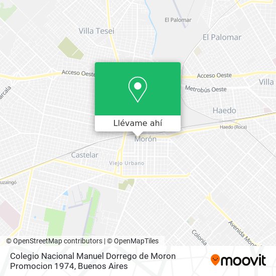 Mapa de Colegio Nacional Manuel Dorrego de Moron Promocion 1974