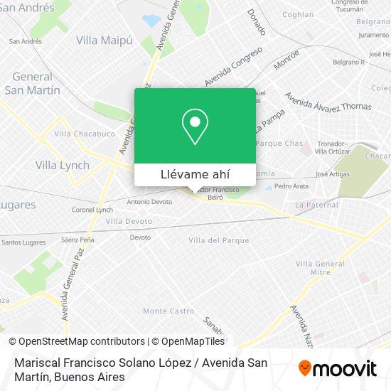 Mapa de Mariscal Francisco Solano López / Avenida San Martín