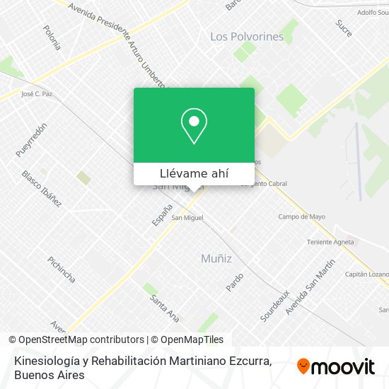 Mapa de Kinesiología y Rehabilitación Martiniano Ezcurra