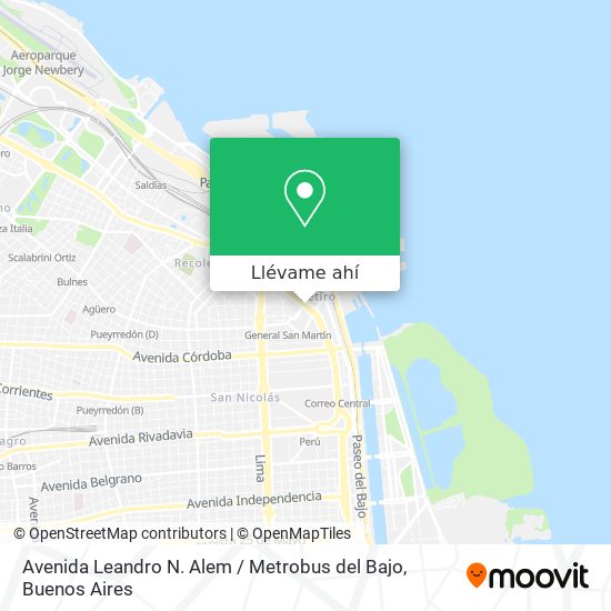 Mapa de Avenida Leandro N. Alem / Metrobus del Bajo