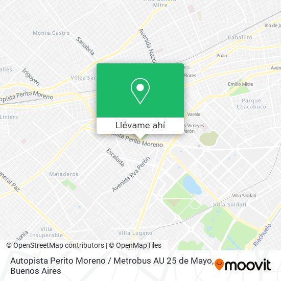 Mapa de Autopista Perito Moreno / Metrobus AU 25 de Mayo