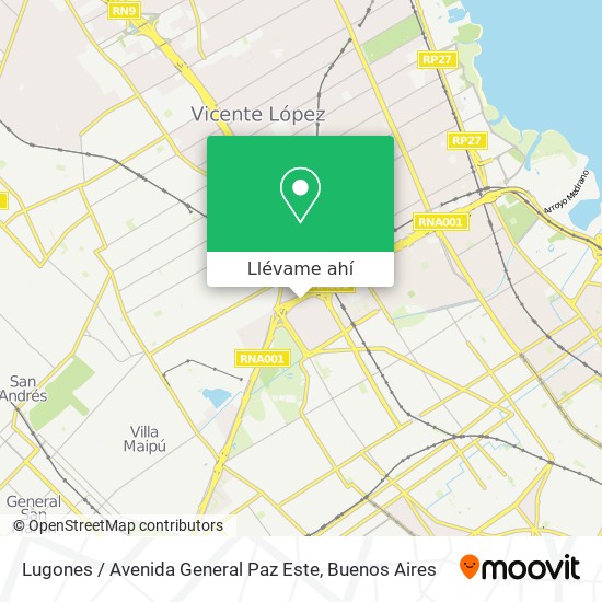 Mapa de Lugones / Avenida General Paz Este