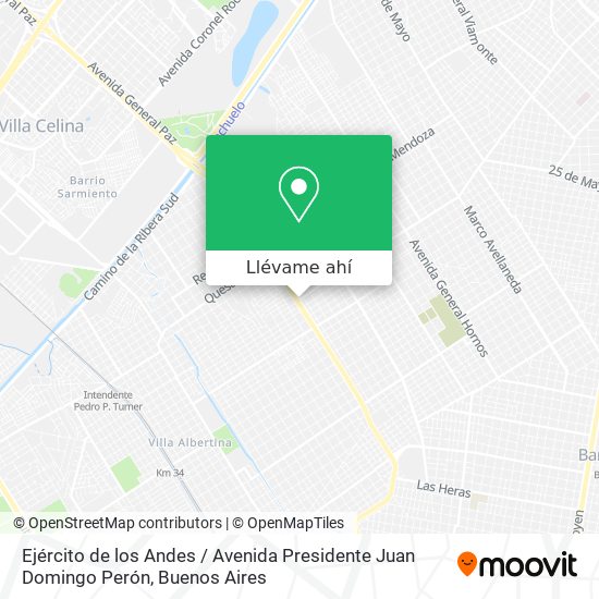 Mapa de Ejército de los Andes / Avenida Presidente Juan Domingo Perón