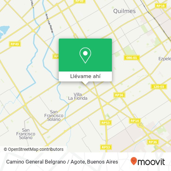 Mapa de Camino General Belgrano / Agote