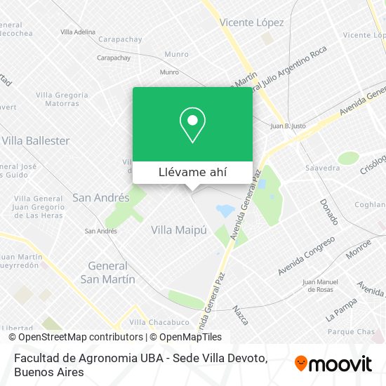 Mapa de Facultad de Agronomia UBA - Sede Villa Devoto