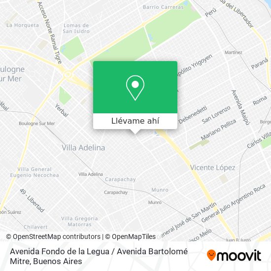 Mapa de Avenida Fondo de la Legua / Avenida Bartolomé Mitre