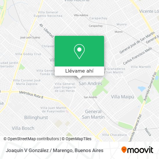 Mapa de Joaquín V González / Marengo