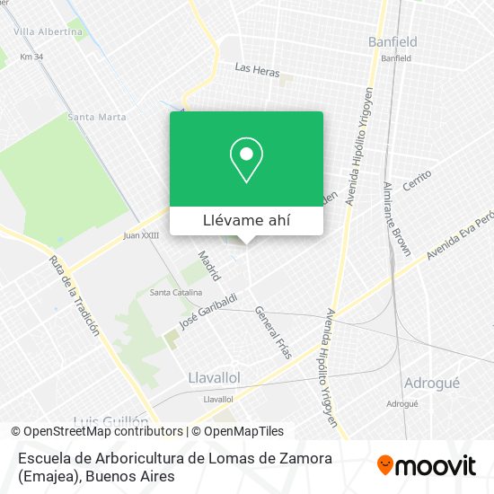 Mapa de Escuela de Arboricultura de Lomas de Zamora (Emajea)