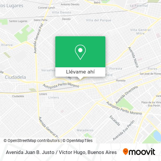 Mapa de Avenida Juan B. Justo / Víctor Hugo